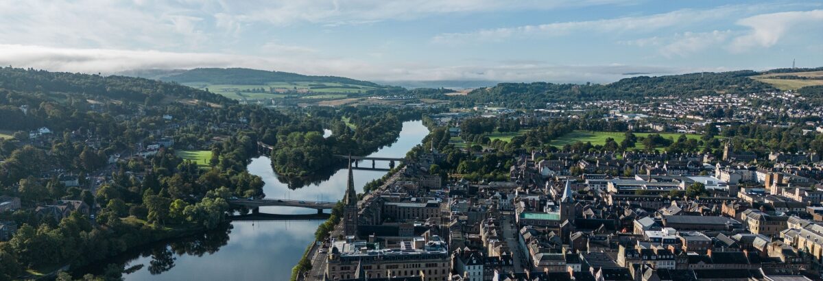 Perth City and River Tay View from the Air - SHIFT, Perth & Kinross Climate Change Commission